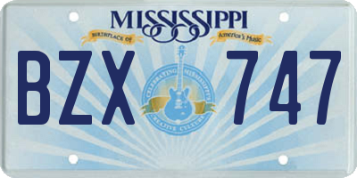 MS license plate BZX747