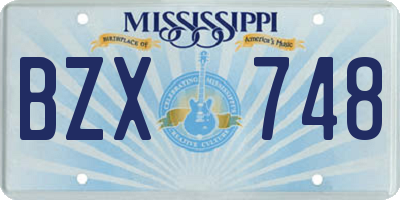 MS license plate BZX748