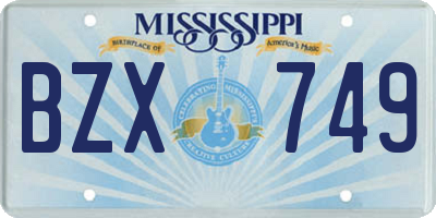 MS license plate BZX749