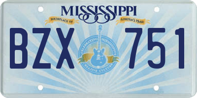 MS license plate BZX751