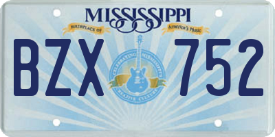 MS license plate BZX752