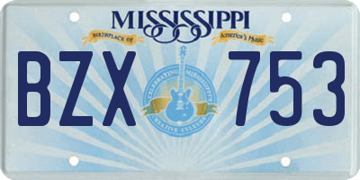 MS license plate BZX753