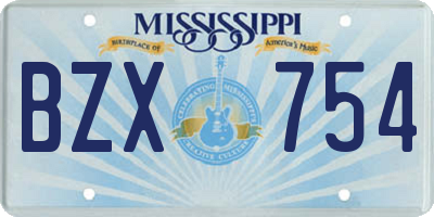 MS license plate BZX754