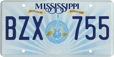 MS license plate BZX755