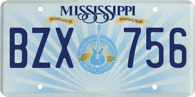 MS license plate BZX756