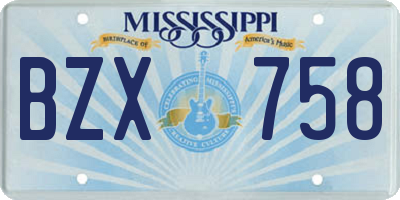 MS license plate BZX758