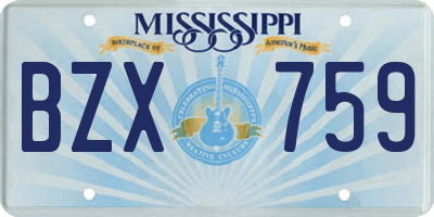 MS license plate BZX759