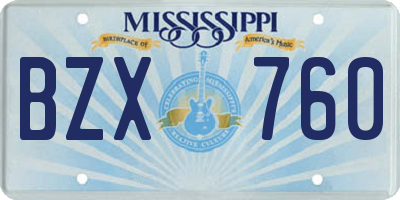 MS license plate BZX760
