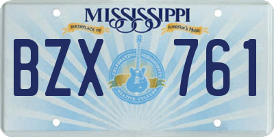MS license plate BZX761
