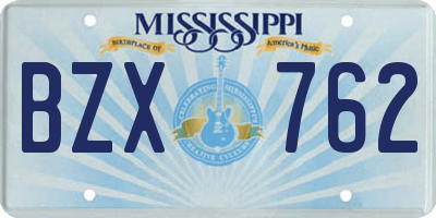 MS license plate BZX762