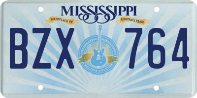 MS license plate BZX764