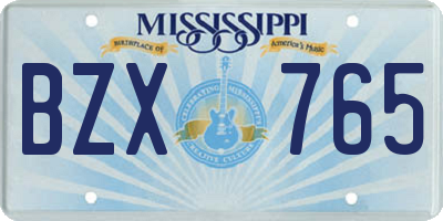 MS license plate BZX765