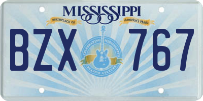 MS license plate BZX767