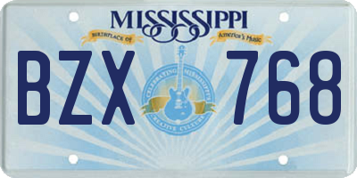 MS license plate BZX768