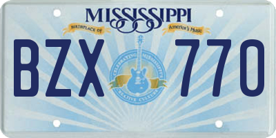 MS license plate BZX770