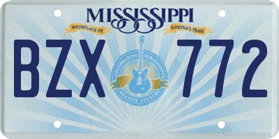 MS license plate BZX772