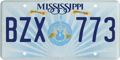 MS license plate BZX773