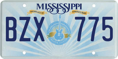 MS license plate BZX775