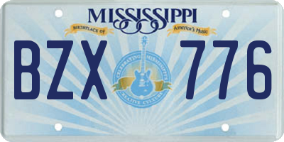 MS license plate BZX776