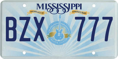 MS license plate BZX777