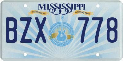 MS license plate BZX778