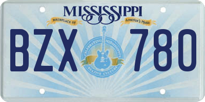 MS license plate BZX780