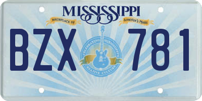 MS license plate BZX781