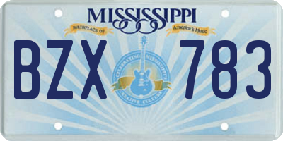 MS license plate BZX783