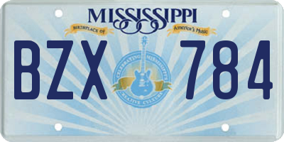 MS license plate BZX784