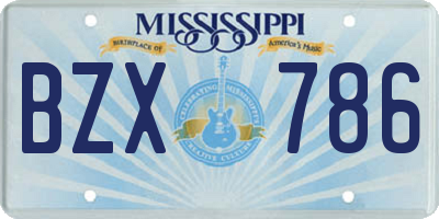 MS license plate BZX786