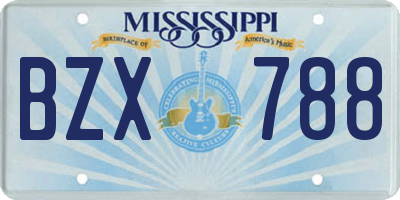 MS license plate BZX788