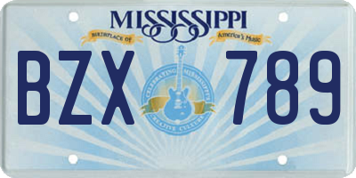 MS license plate BZX789