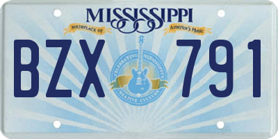 MS license plate BZX791