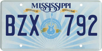 MS license plate BZX792