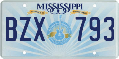 MS license plate BZX793