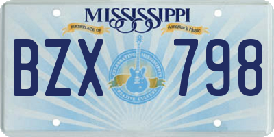 MS license plate BZX798