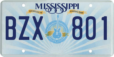 MS license plate BZX801