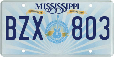 MS license plate BZX803