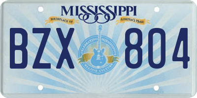MS license plate BZX804