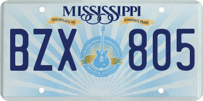 MS license plate BZX805