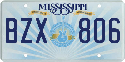 MS license plate BZX806