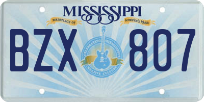 MS license plate BZX807