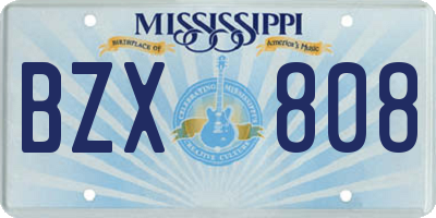 MS license plate BZX808
