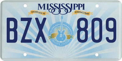 MS license plate BZX809