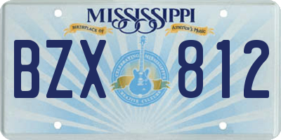 MS license plate BZX812