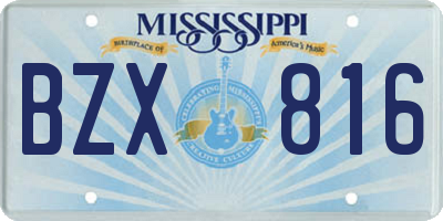 MS license plate BZX816