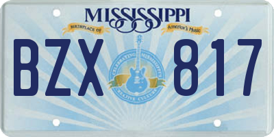 MS license plate BZX817