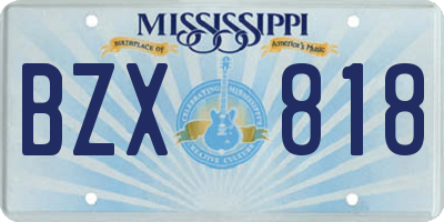 MS license plate BZX818