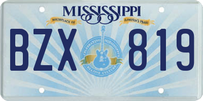 MS license plate BZX819