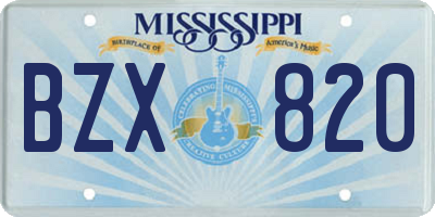 MS license plate BZX820
